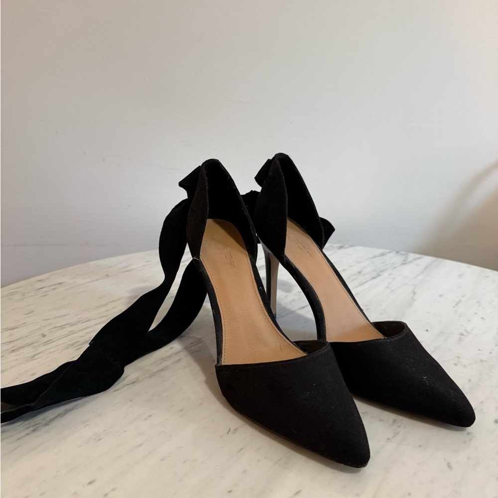 LOFT Black Women's Heels with Ribbon Detail